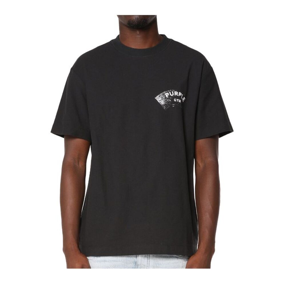 Purple Brand Crew Neck T-Shirt Textured Jersey Mens Black P104